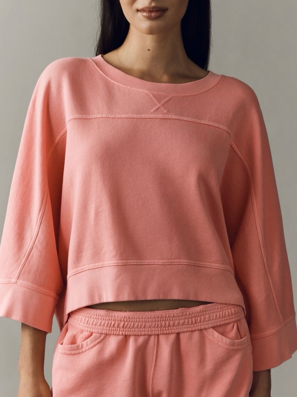 Anthropologie Daily Practice 100% Cotton Curved Oversized Top in Coral. 1X. New!